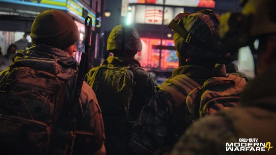 Official Call of Duty: Modern Warfare 4 image showing a squad of soldiers in a nighttime city scene